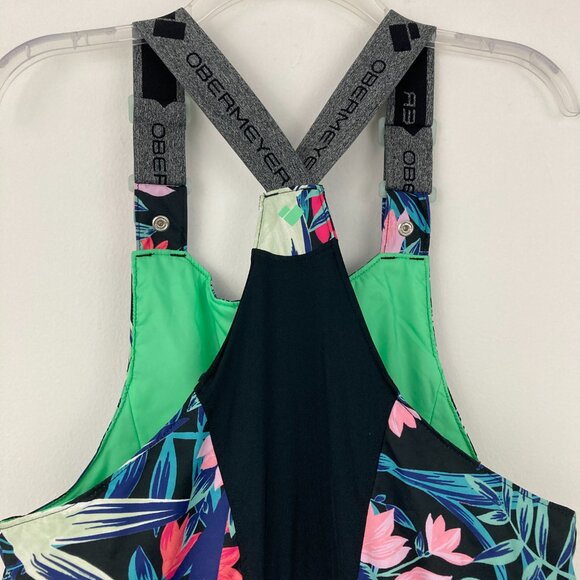 Obermeyer Anya Bib Pant Teen Size L 14-16 Alohaute Print Snowboarding Ski Winter - Picture 8 of 16